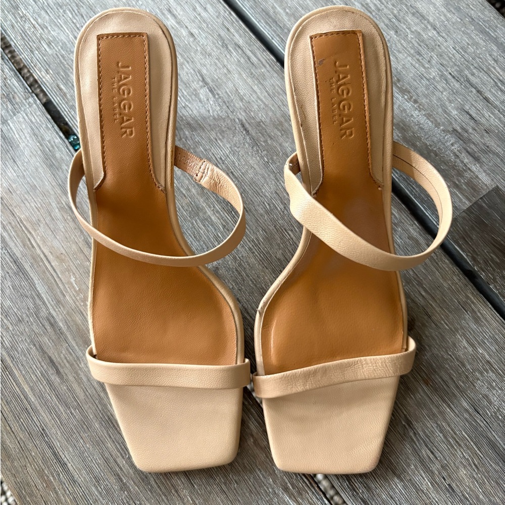 Revolve Jagger The Label Women's Nude Strappy Heels Sandals